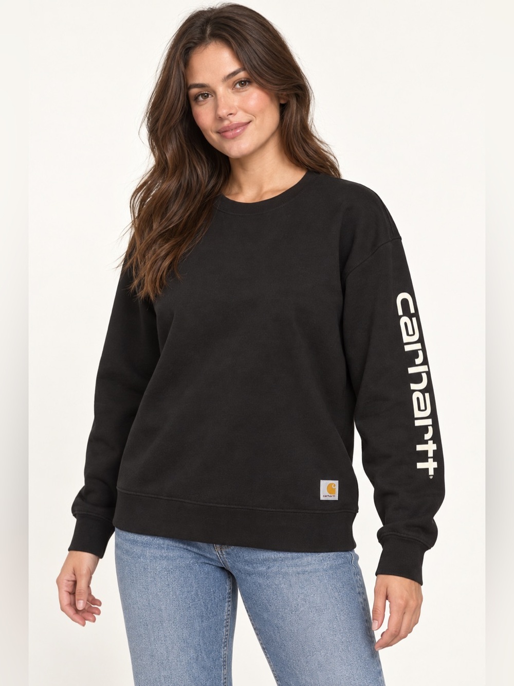 NWT Carhartt Women’s Large Black TENCEL Loose Fit Sleeve Graphic Sweatshirt
